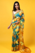 MULTICOLORED ORGANZA PRINTED SAREE