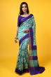 Green Geometric Printed Muga Tussar saree