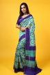 Green Geometric Printed Muga Tussar saree