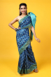 Blue Hand Painted Tusaar Saree