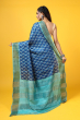 Blue Hand Painted Tusaar Saree