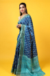 Blue Hand Painted Tusaar Saree