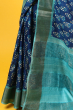 Blue Hand Painted Tusaar Saree