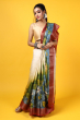 Blue Hand Painted Tusaar Saree