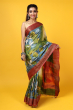 Blue Hand Painted Tusaar Saree