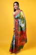 Blue Hand Painted Tusaar Saree