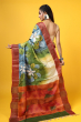 Blue Hand Painted Tusaar Saree