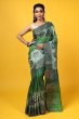 Green Printed Tusaar Saree