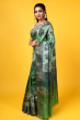 Green Printed Tusaar Saree