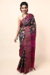 BLACK TUSSAR PRINTED SAREE