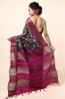 BLACK TUSSAR PRINTED SAREE