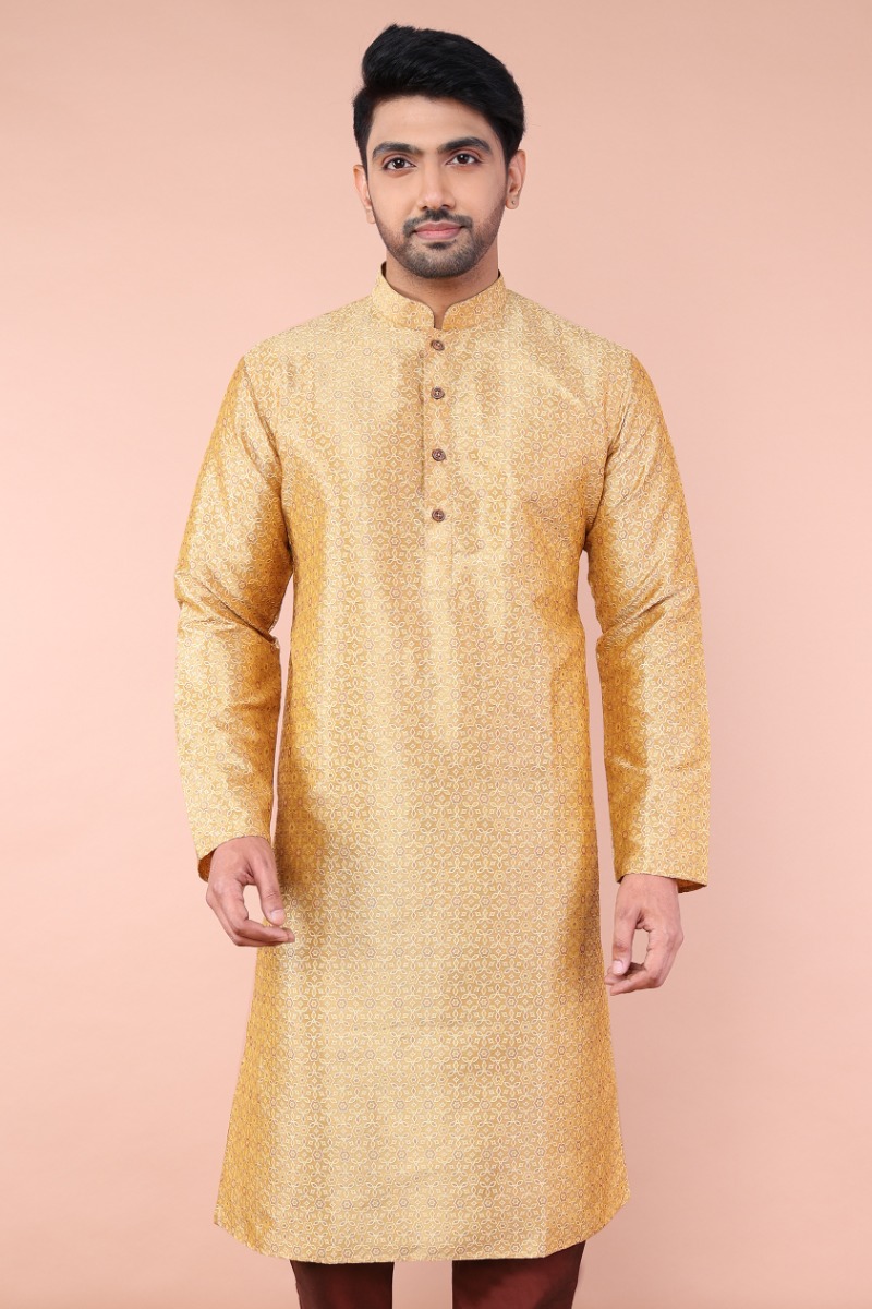 Beige Jacquard Exclusive Long Kurta