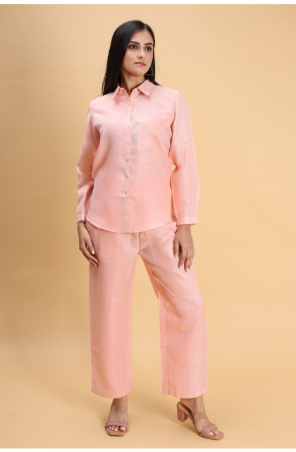 PEACH LINEN CO ORD SET